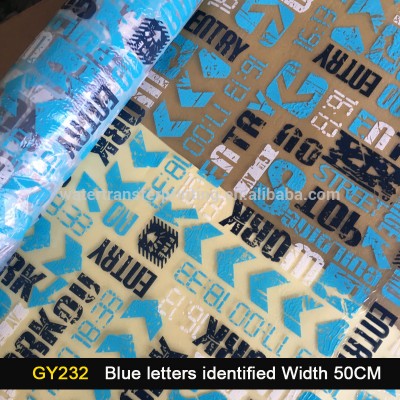 GY232 Blue Letters Identified 50CM Width China Hydro Printing Film Water Transfer Printing Film